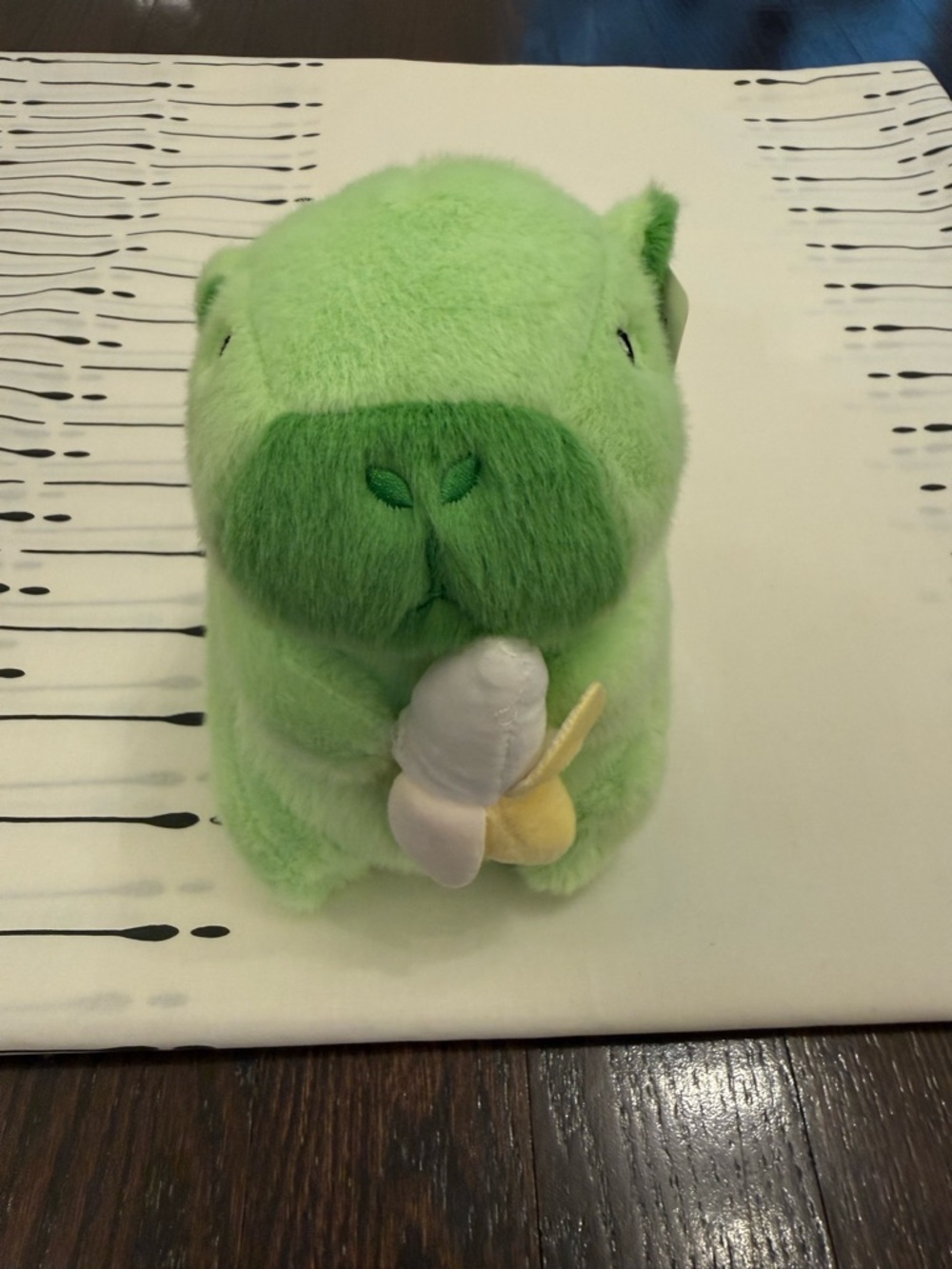 Green Plush Capybara Stuffed Animal with Yellow-White Plush Toy - Unbranded